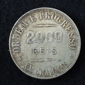 ☆ブラジル ２０００レイス １９１１年 銀貨☆の画像2