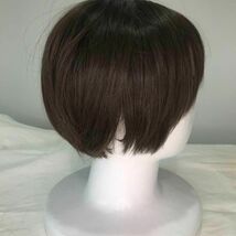 398　フルウィッグ ボブ ダークブラウン ネット付き　自然 ショートボブ　変装　女装　かつら　wig ショートカット　ナチュラル　医療用_画像7