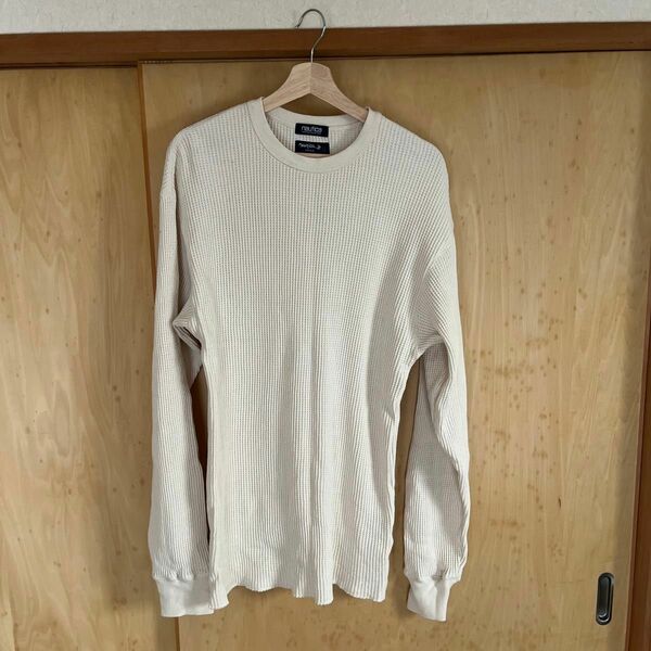 NAUTICA/ノーティカ “TOO HEAVY” Waffle Tight Fit Crewneck Pullover