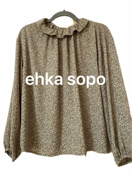 【ehka sopo】フリル襟　小花柄長袖ブラウス