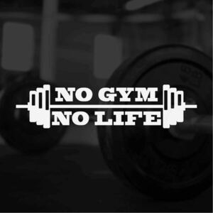 【カッティングステッカー】NO GYM NO LIFE ノージムノーライフ クールなバーベルデザイン ジム 筋トレ トレーニー フィットネス