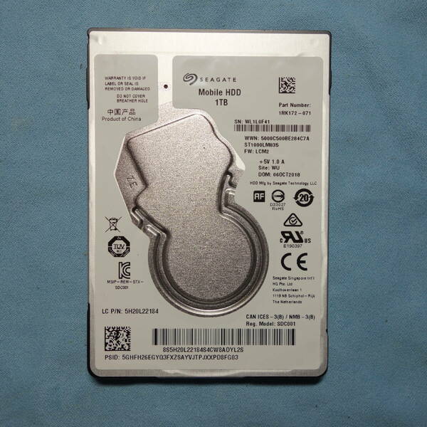 Seagate ST1000LM035◆HDD 1TB(1000GB)◆2.5 インチ◆使用時3280時間