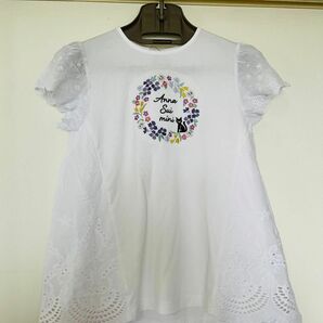 新品タグ付き★アナスイミニ　花猫刺繍半袖　Tシャツサイズ140 