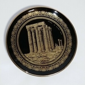 Art hand Auction ★ I.SPYROPOULOS Plate Parthenon Gold-painted Ceramic Plate Greece 24K GOLD Handmade ★619, Western-style tableware, plate, dish, others