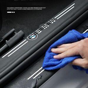 スカッフ プレート ドア プロテクト ステッププレート ガード ブラックカーボン 皮質 強靭 蛍光 VW フォルクスワーゲンの画像5