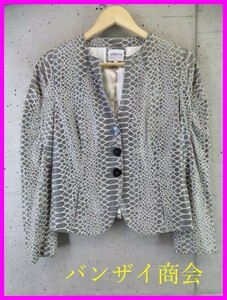 9140s14* beautiful goods *ARMANI COLLEZIONIjoru geo Armani . python print sheep leather Ram leather jacket 42/ blaser / suit / shirt blouse 