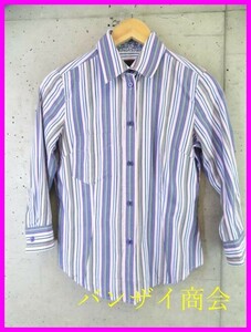 【送料300円可】4240s2◆美品です◆Paul Smith ポールスミス 七部袖丈 マルチストライプシャツ 40/ドレスシャツ/ブラウス/ジャケットコート