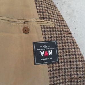 9040s16◆ヴィンテージ◆エルボーパッチ◆VAN JACKET ヴァンジャケット ツイードウール チェック柄 シングルジャケット 170/ブレザー肘当ての画像10