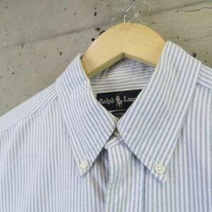 5140s5◆良品です◆Ralph Lauren ラルフローレン ボタンダウン ストライプ柄 長袖オックスフォードシャツ 16-33/ジャケット/ブルゾンスーツの画像4