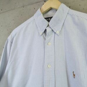 5140s5◆良品です◆Ralph Lauren ラルフローレン ボタンダウン ストライプ柄 長袖オックスフォードシャツ 16-33/ジャケット/ブルゾンスーツの画像2