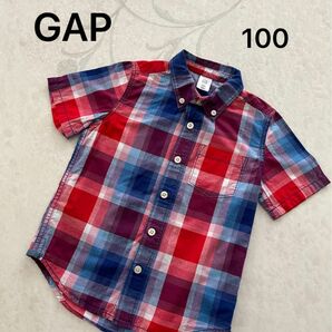 GAP ギャップ　キッズ半袖シャツ　チェックシャツ　ブラウス