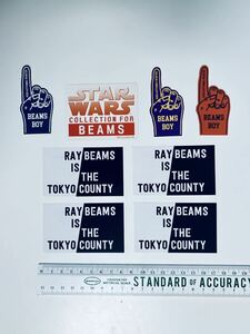 STAR WARS BEAMS フォースの覚醒 ノベルティ ステッカー 両面 他 合計8枚セット BEAMS BOY RAY BEAMS シール デカール