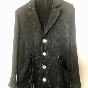 22SS sulvamサルバム/HOUND Stitch COAT/総柄ハンドステッチスプリングコート/M/黒/定価95700円の画像2