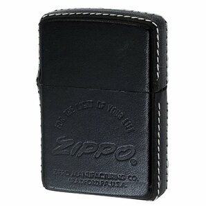 絶版/ヴィンテージ Zippo ジッポー 中古 製造年不明 ZIPPO LOGO 革巻き Black [A]使用感少なく状態が良いの画像1