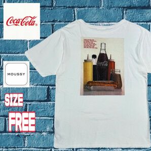 MOUSSY×コカコーラ コラボ 半袖Tシャツ プリント フリーサイズ 