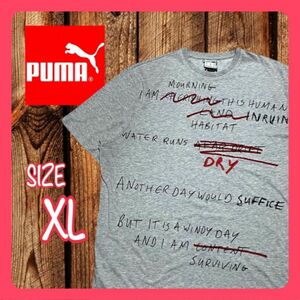 PUMA プーマ 半袖Tシャツ プリント 刺繍 グレー XLサイズ タグ