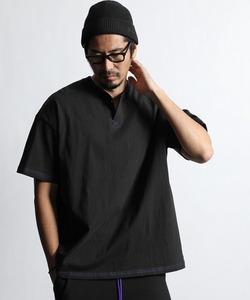 ◆The DUFFER of St.GEORGE 8オンス ヘビーウェイト ビッグシルエット ヘンリーネックTシャツ ブラック L ダファーオブセントジョージ◆