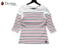 ◆The DUFFER of St.GEORGE ボーダー柄 7分 カットソー Tシャツ ホワイト S ダファーオブセントジョージ◆_画像1