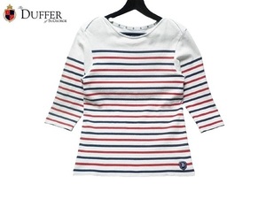 ◆The DUFFER of St.GEORGE ボーダー柄 7分 カットソー Tシャツ ホワイト S ダファーオブセントジョージ◆