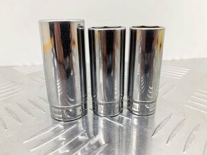 ★中古★Snap-on スナップオン 3/8ディープソケット3本セット SFSM24/21/19 ハンドツール 工具 ラチェットハンドルなどに)倉b