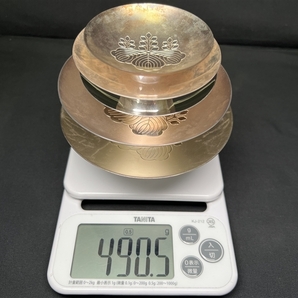 076 時代物 純銀 490g 刻印有 銀杯 銀盃 SILVER ホールマーク つぶし レターパック可(箱無選択)の画像9