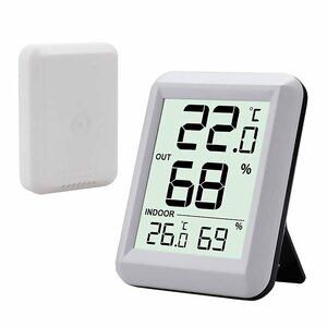 Timloon デジタル温湿度計 外気温度計 ワイヤレス 温度湿度計 室内 室外 一つセンサー 高精度 LCD大画面 置き掛け両用