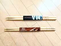 即決・送料込み！Pearl/ドラムスティック7HC(ヒッコリー) ＆ VIC FIRTH American classic 5B(ヒッコリー)の2本セット_画像1