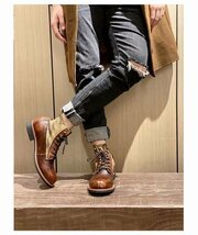 ブーツ　ミリタリーブーツ メンズ シューズ　ワークブーツ　マーティンブーツ　パンク 革靴　PUレザー ライダース　紳士靴 四季兼用　25cm_画像2