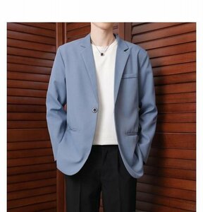 テーラードジャケット メンズ サマージャケット 薄手 春秋 カジュアル ブレザー 紳士用 通勤 結婚式 ブルー L