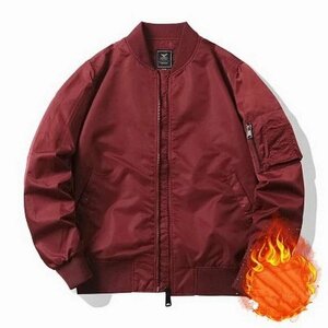 ミリタリージャケット メンズ ma-1 フライトジャケット ジャケット はおり 防寒 薄手 厚手 秋冬 レッド 4XL