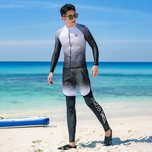 競泳水着 フィットネス水着 メンズ 上下セット 長袖 スポーツ スイムウェア 体系カバー かっこいい UVカット 3点セット サイズ2XL_画像3