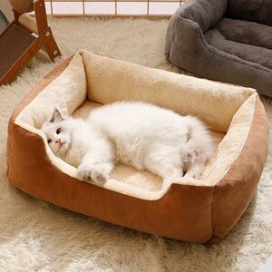 猫 犬 ベッド　ペットベッド ふわふわ　暖か もこもこ　キャット ペット用品　クッションマット 柔らかい 耐噛み 秋冬 コーヒー 2XLサイズ