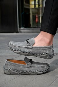 XX-QZTS-22083 пепел /47 размер 28.5cm степень новый товар высокое качество популярный новый товар первый продажа обувь мужской натуральная кожа Loafer туфли без застежки ручная работа гонг 
