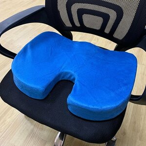 骨盤クッション 椅子用 オフィス 低反発 姿勢矯正 腰痛 猫背 座布団 ブルー