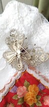 天然石アメジスト繊細銀線細工が美しい蝶のブローチ ヴィンテージ アクセサリー_画像6