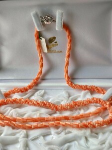  natural ..book@..3 ream screw . design long necklace unused tag attaching coral coral necklace 
