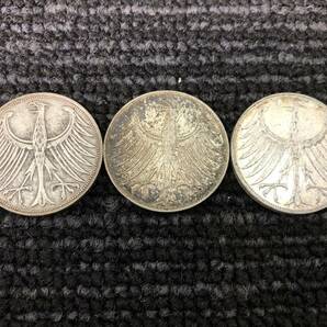 外国 古コイン 銀貨 ドイツ 5マルク 1951年・j・/1968年・D・/1971年・G・ 3点まとめの画像1