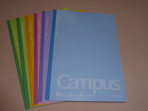 Ｂ５キャンパスノート（ドット入り罫線カラー表紙）　Ｂ罫３０枚　 ６冊セット