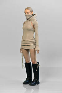  postage 84 jpy ) beige 1/6 woman sleeve cut One-piece hood ( inspection DAMTOYS easy&simple DID VERYCOOL TBleague phicen figure 