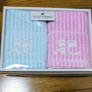 クレージュ　courreges　ウォッシュタオル　新品未使用　２枚セット　ピンク、ブルー　日本製　Made in JAPAN