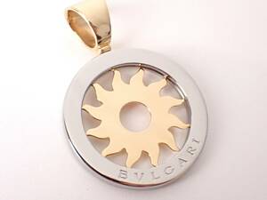  super-beauty goods BVLGARI( BVLGARY ) ton do sun pendant K18/SS 13.3g yellow gold stainless steel top necklace 