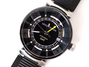  прекрасный товар LOUIS VUITTON( Louis Vuitton ) язык b- Louis n черный GMT Q113K SS/ Raver AT самозаводящиеся часы 