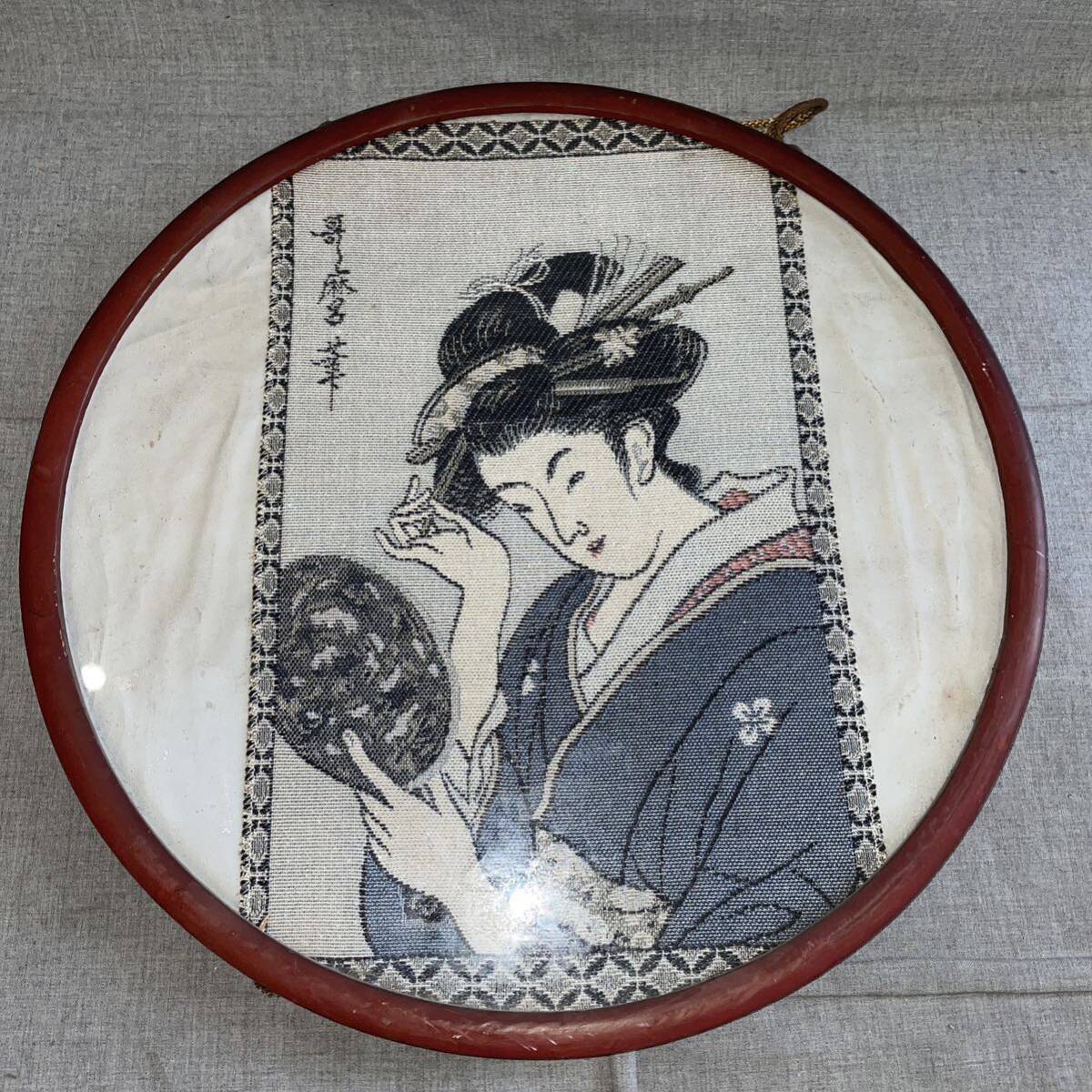Utamaro فرشاة Kitagawa Utamaro قماش نسيج قصاصات الزجاج مؤطرة Ukiyo-e الجدار الشنق الرجعية العتيقة التحف الكائن الداخلي, تلوين, أوكييو إي, مطبوعات, صورة لامرأة جميلة
