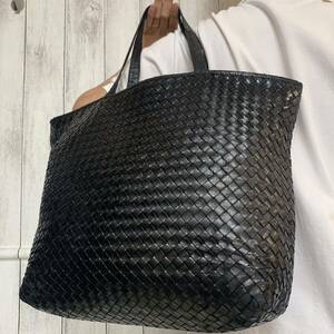 入手困難/大容量●ボッテガヴェネタ BOTTEGA VENETA トートバッグ 肩掛け メンズ ビジネス A4 書類かばん イントレチャート 黒 レザー 本革