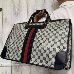 極美品/A4●グッチ GUCCI トートバッグ ブリーフケース ビジネスバッグ メンズ GGスプリーム シェリーライン 大容量 書類 PVC レザー