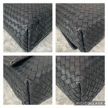 極美品/A4●ボッテガヴェネタ BOTTEGA VENETA ショルダーバッグ メッセンジャーバッグ メンズ ビジネス 大容量 イントレチャート レザー 黒_画像6