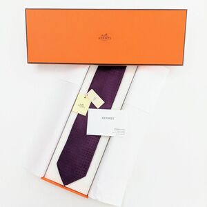 【新品未使用】HERMES エルメス ネクタイ H柄　パープル