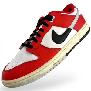 美品 23年製 NIKE ナイキ DUNK LOW RETRO CHICAGO SPLIT ダンク ロー レトロ DZ2536-600 ローカット レザー スニーカー 28cm シカゴ レッド