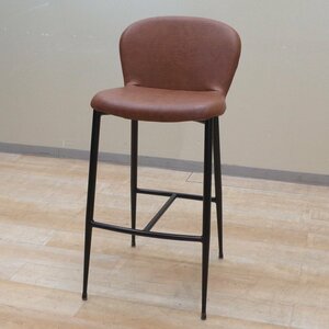  bar stool counter chair Brown leather style high stool counter chair .. sause iron modern KK13180 used office furniture 