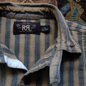 傑作 RRL OWYHEE WORK SHIRT インディゴ ストライプ ワークシャツ Vintage 古着 チンスト 20s30s40s ラルフローレン ドレス カジュアル の画像3